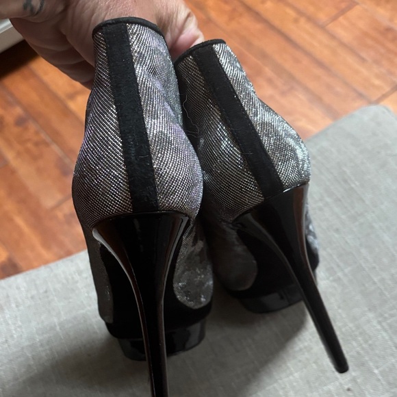 BRIAN ATWOOD SPARKLING PRINT STILETTO PLATFORM SHOES - SUEDE ON BOTTOM 6 1/2 - Picture 4 of 9